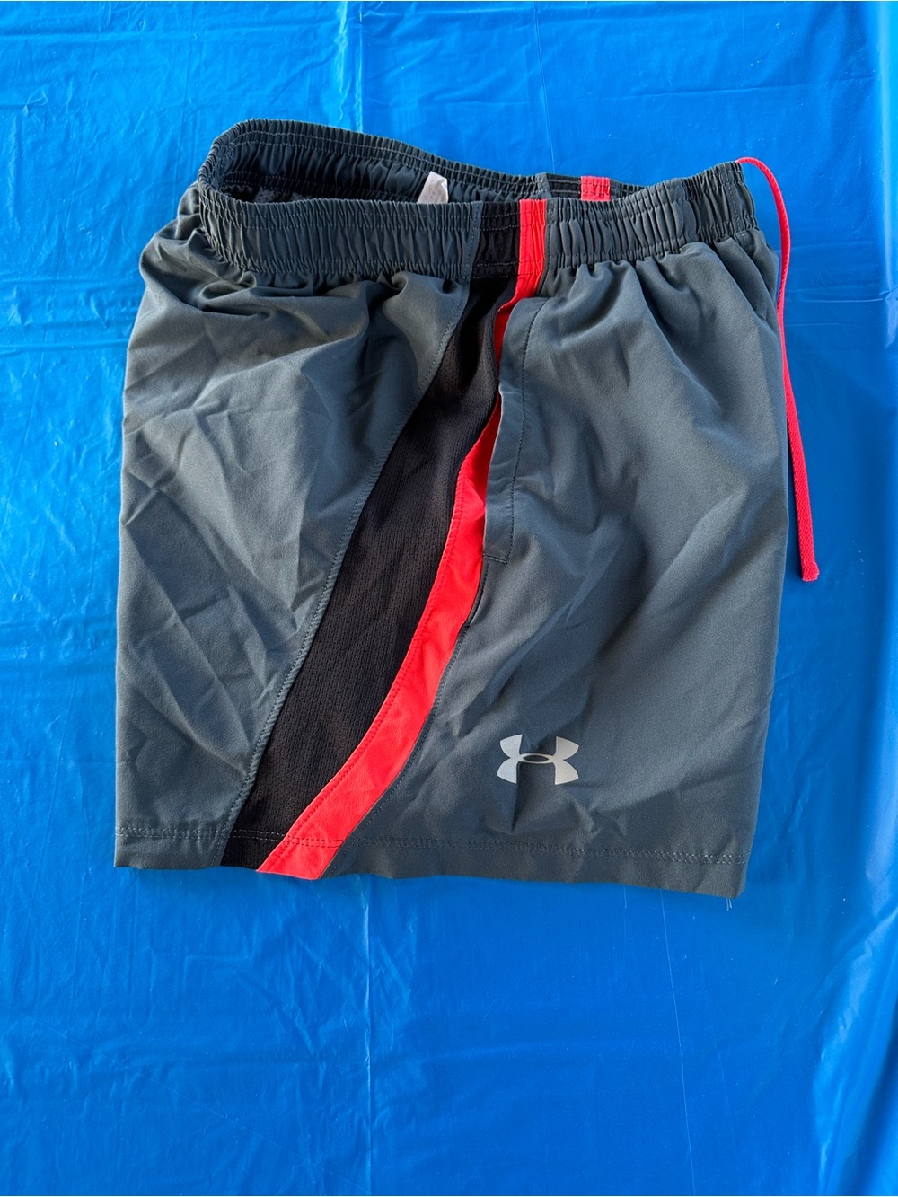 Under Armour Men’s Gray Athletic Shorts with Red Trim